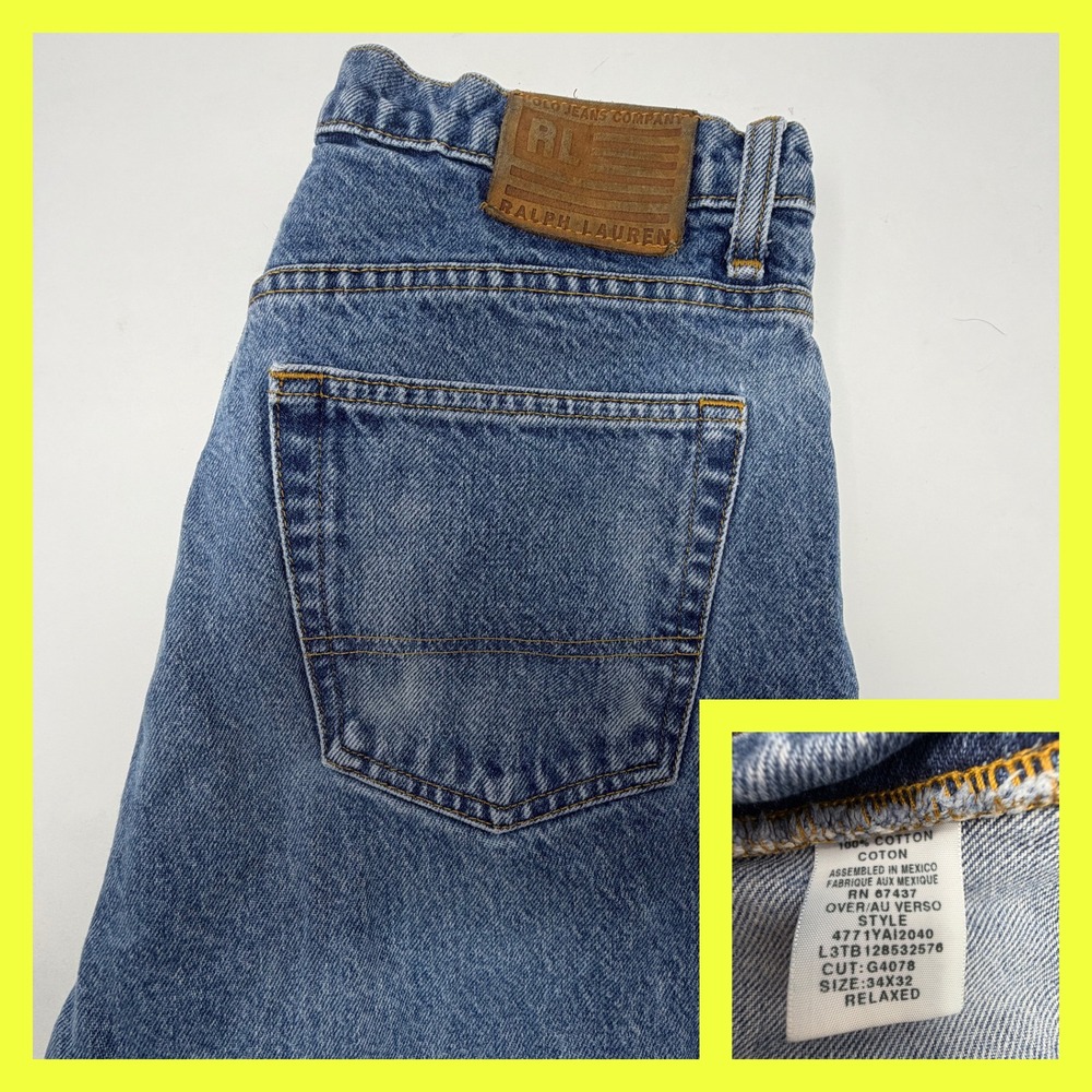 Polo Jeans Co Ralph Lauren‎ Jeans Mens 34x32 Blue Relaxed Fit Denim G4078